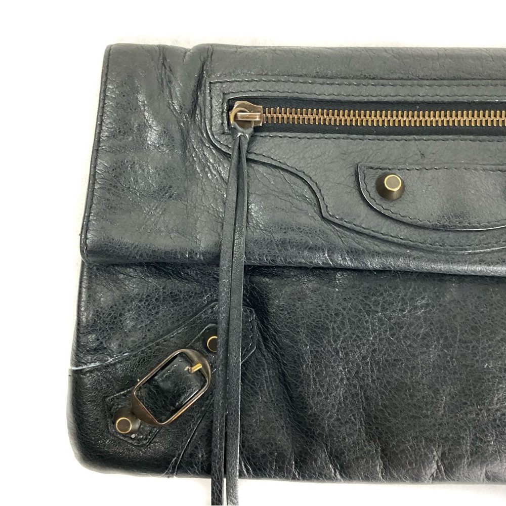 Balenciaga Black Classic Envelope Leather Clutch Bag - Picture 7 of 12